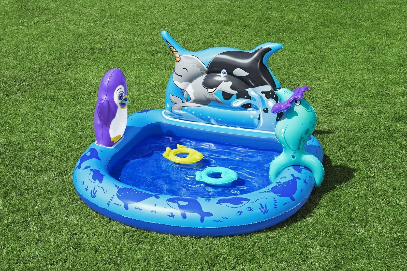 Qendër loje uji e fryrë për fëmijë Bestway Polar Pals, 1.34 m x 1.31 m x 73 cm, Blu
