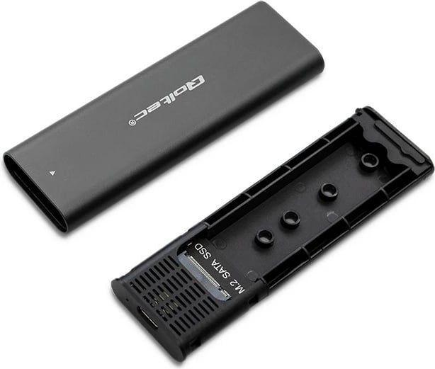 Kasë Qoltec për SSD M.2 SATA, 50311, USB Type-C, e zezë