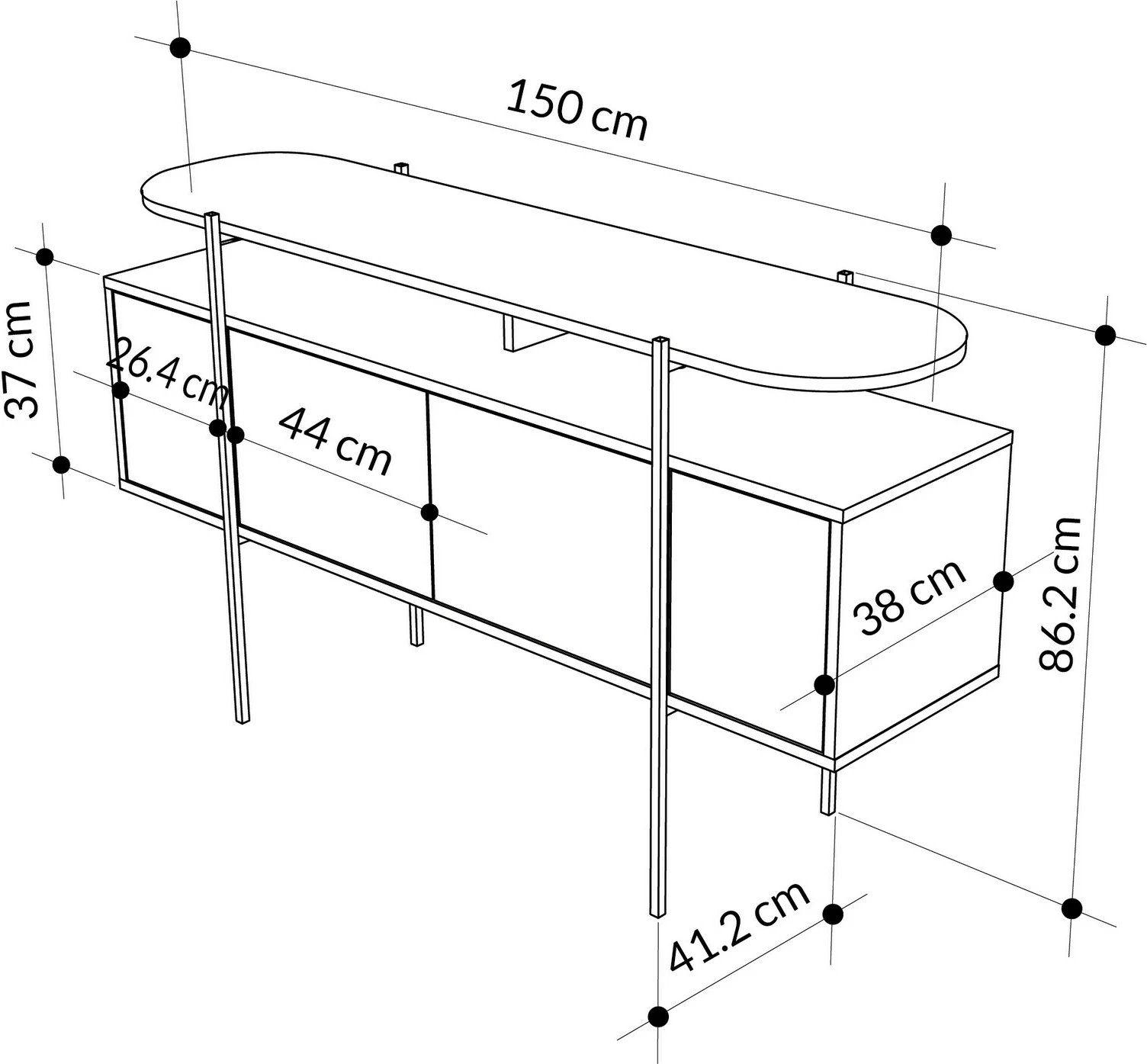 Konsol Skye Decor, Hanley, e bardhë, Bendir