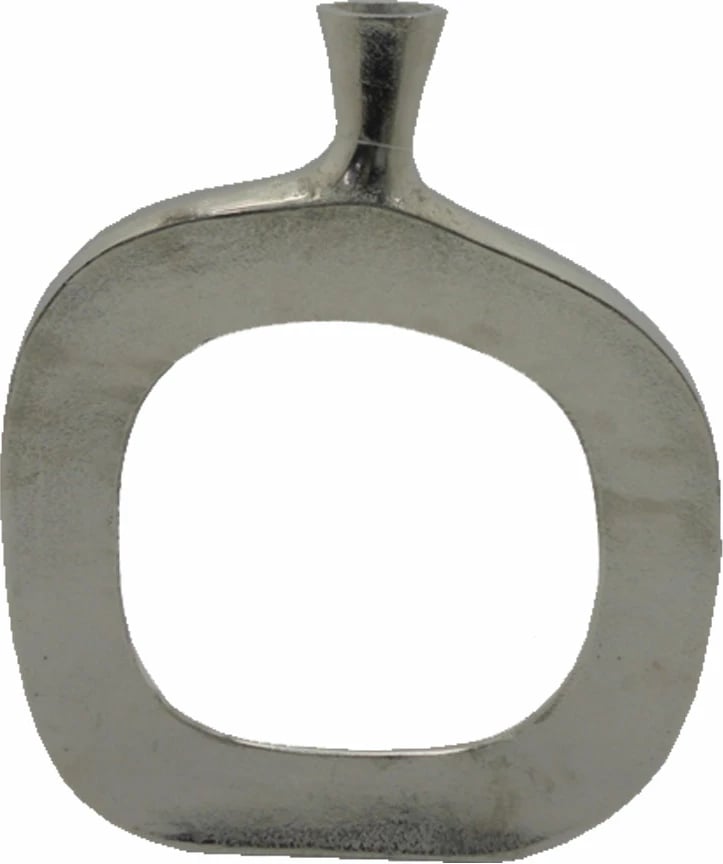 Vazo ovale abstrakte, alumin, ngjyrë argjendi-nikel, 37x6x49 cm