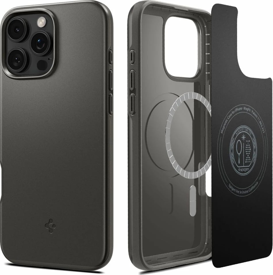 Mbështjellës Spigen Thin Fit MagSafe për iPhone 16 Pro, gunmetal