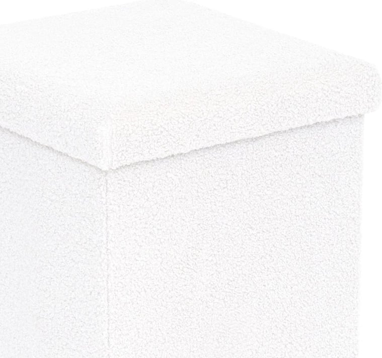 Stool-trunk Crystal, stof boucle, ngjyrë fildishi, 38x38x38cm