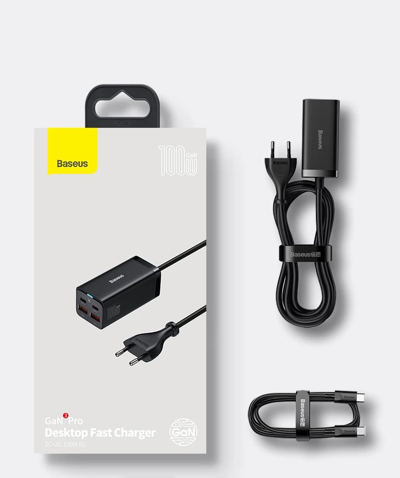 Karikues universal Baseus GaN3 Pro, 100W, 2x USB-C, 2x USB-A, i zi Karikues universal Baseus GaN3 Pro, 100W, 2x USB-C, 2x USB-A, i zi