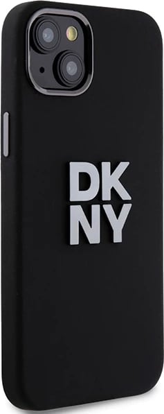 Mbështjellës DKNY Liquid Silicone Metal Logo për iPhone 15/14/13, i zi
