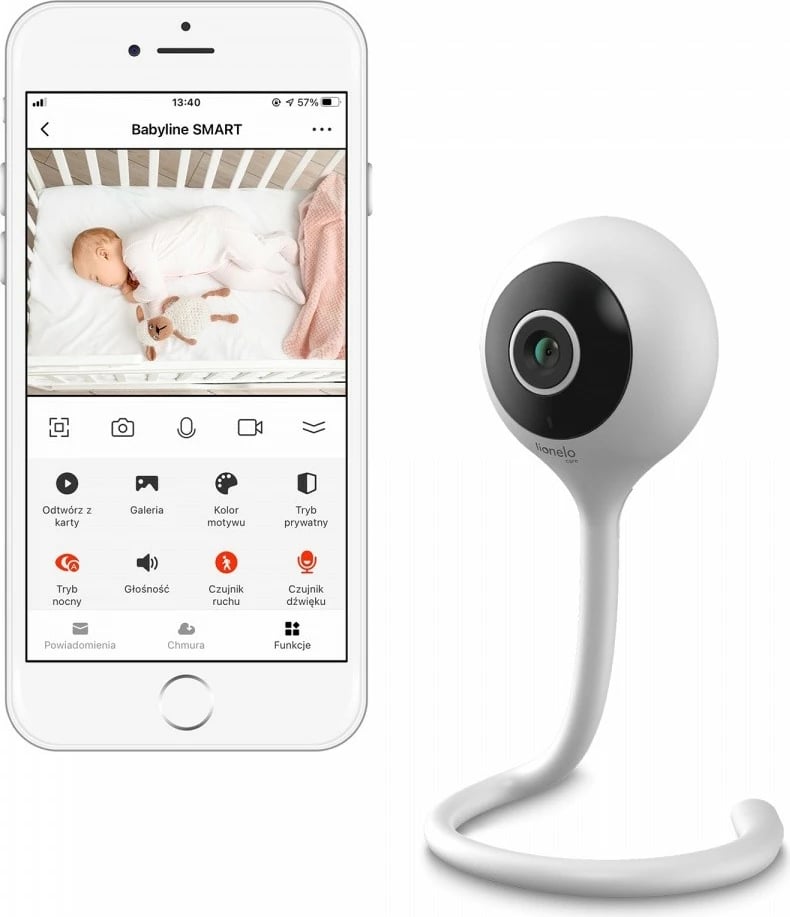 Monitor elektronik për foshnje Lionelo Babyline Smart, kamera, WiFi, kafe/bardhë
