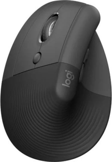 Maus vertikal ergonomik për dorën e majtë, Logitech, Lift (910-006474), wireless Bluetooth, butona anësorë, seri MX, grafit