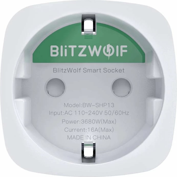 Prizë e mençur BlitzWolf BW-SHP13, ZigBee, EU, 3680W, e bardhë