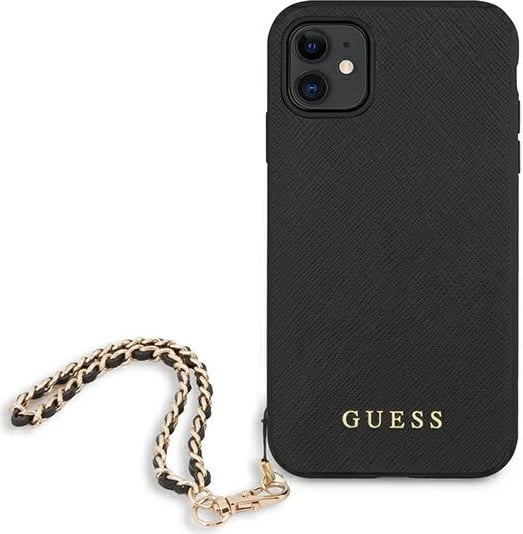 Mbështjellës Guess Saffiano Chain për iPhone 11/Xr 6.1", i zi Mbështjellës Guess Saffiano Chain për iPhone 11/Xr 6.1", i zi