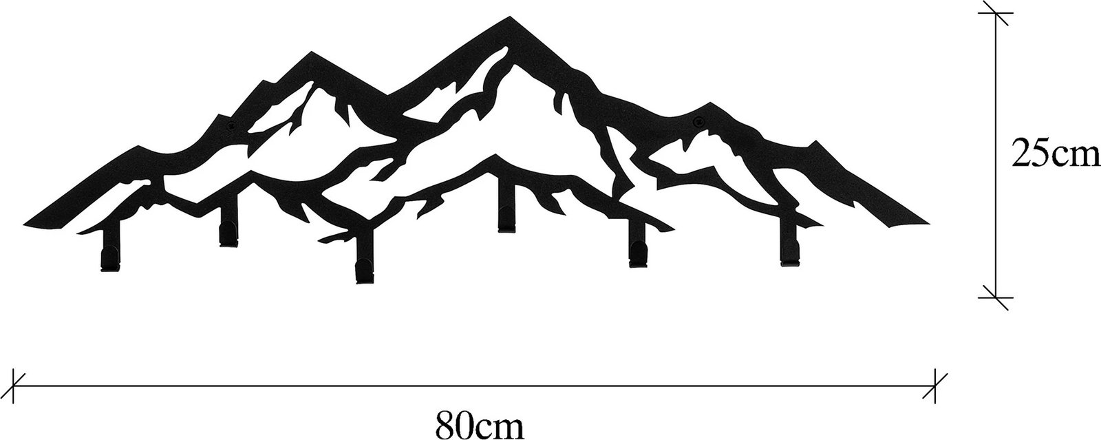 Varëse muri metalike Wallity, Dağ, ngjyrë e zezë, 80x4x25cm
