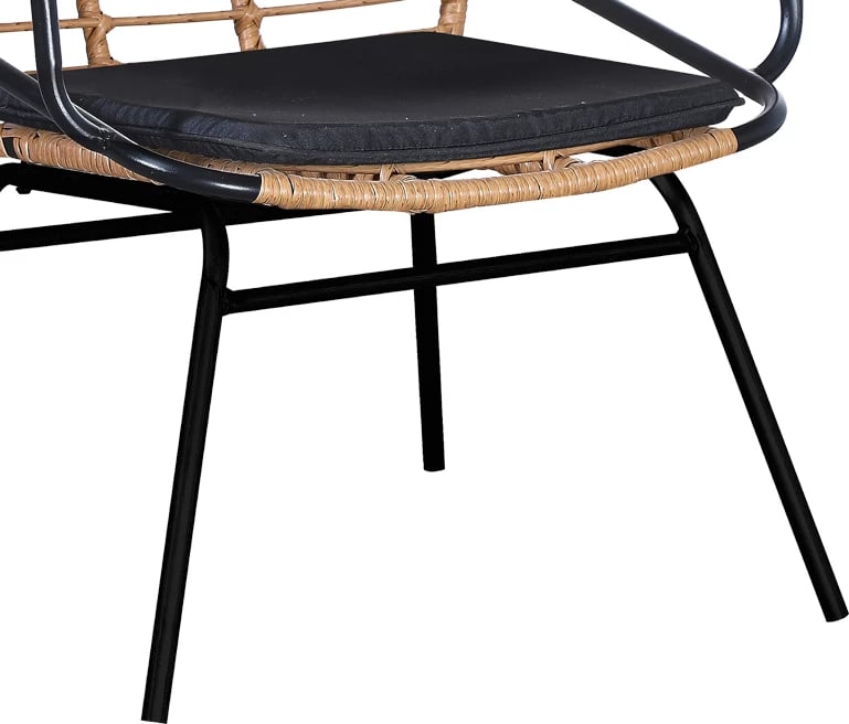 Tavolinë me karrige Naoki A set prej 5 copash ratan natyral-metal i zi-xham 160x90x78cm