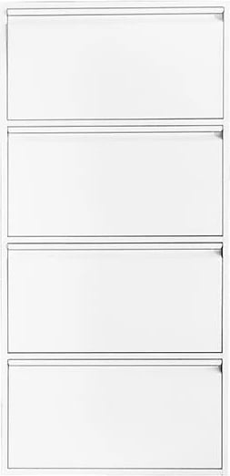 Raft këpucësh metalik Nextdeco me 4 ndarje, H137.5x65.5x15.5cm, Bardhë