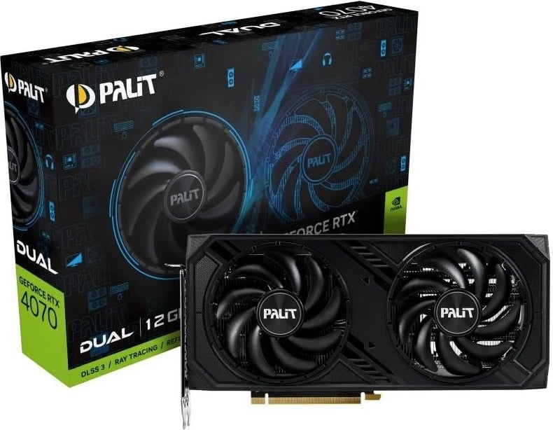 Kartë Grafike Palit GeForce RTX 4070, 12GB GDDR6X, DLSS 3, e zezë