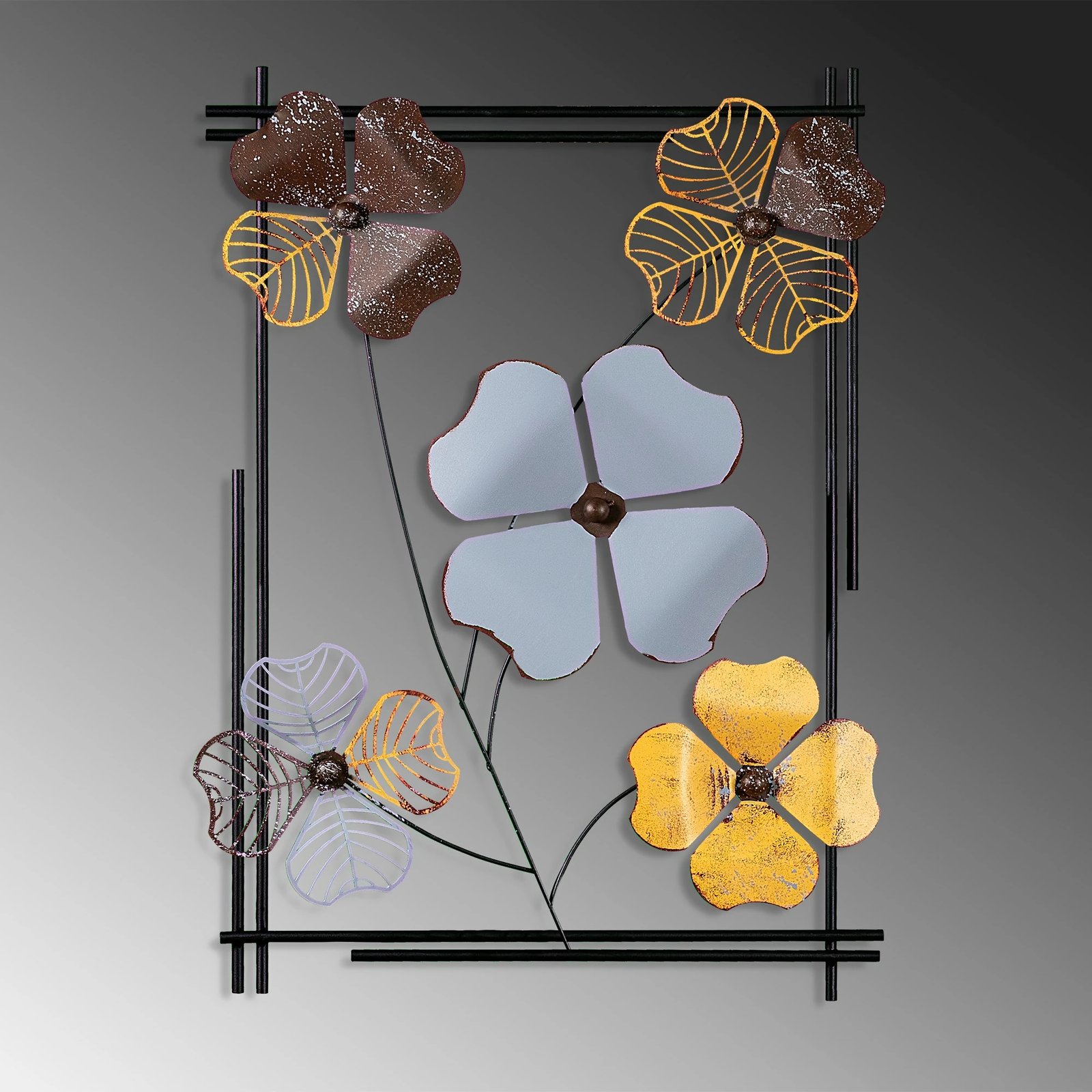 Aksesor dekorativ metalik për mur, Wallity Zouping 3, shumëngjyrësh, 50x70x4cm