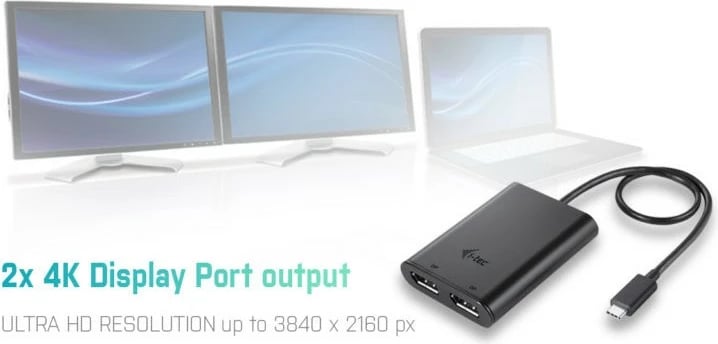 Adapter USB-C I-Tec Dual DisplayPort 4K, i zi