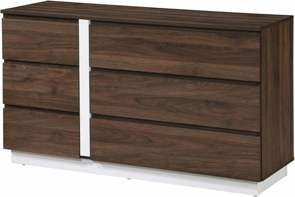 Komodë me 6 sirtarë, ngjyrë arre dhe e bardhë, 120x39x70cm