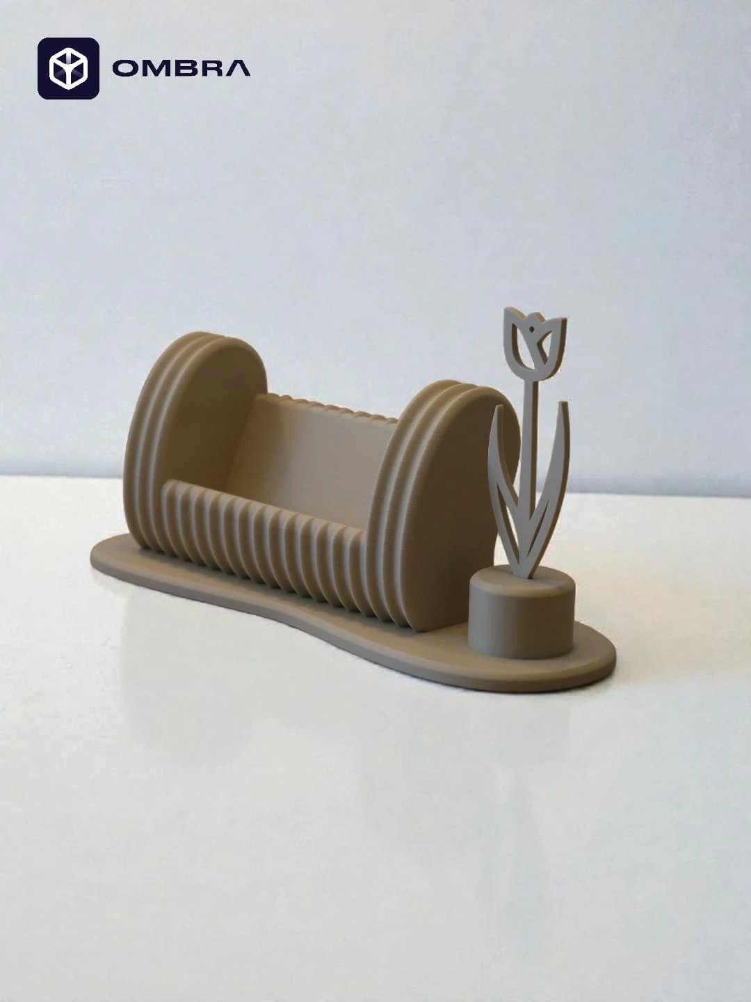 Mbajtëse për vizitëkarta me një lule, krem