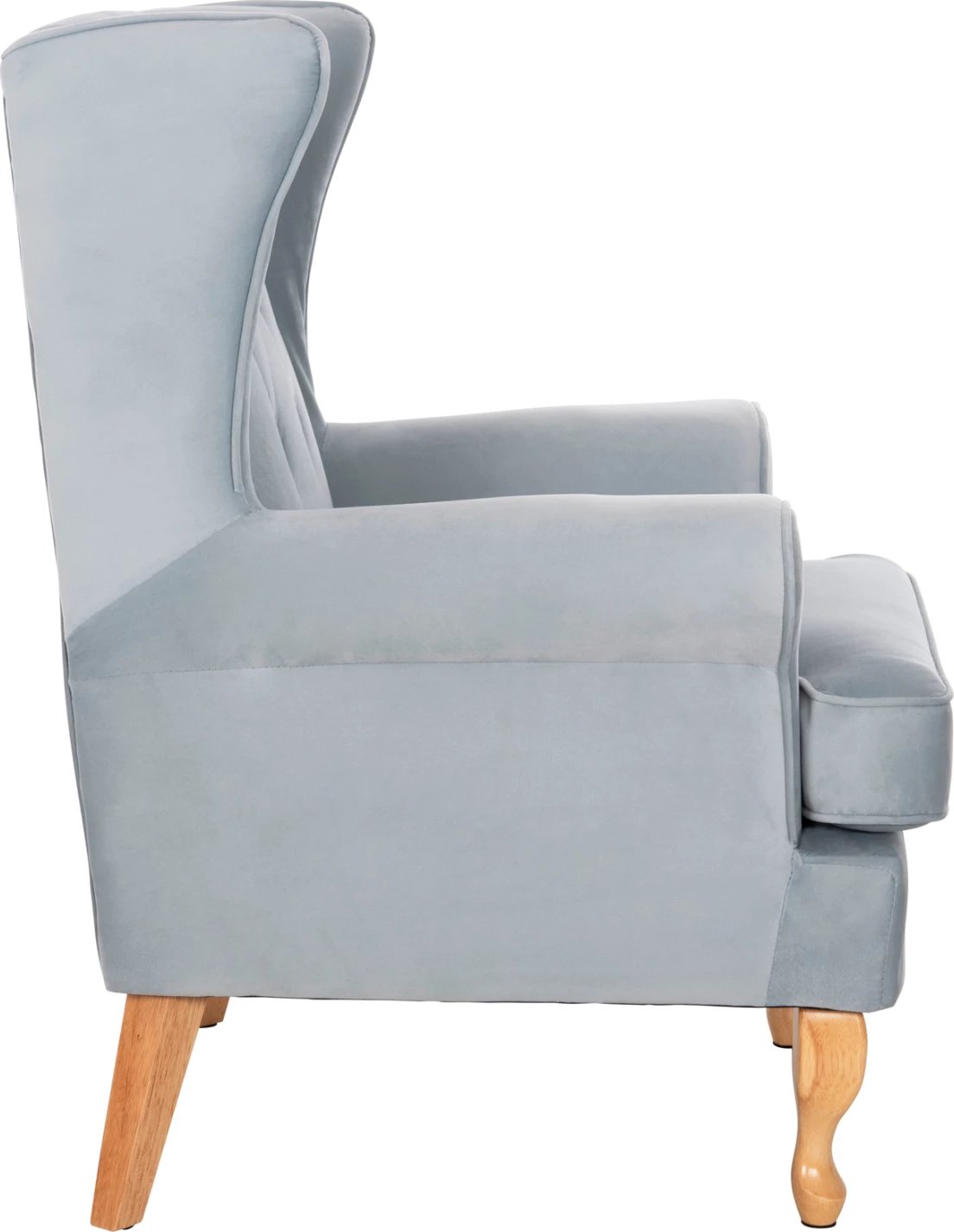 Bergere BRANDON, kadife baby blue, këmbë druri natyral, FH3073.31, 82,5x80x104 cm
