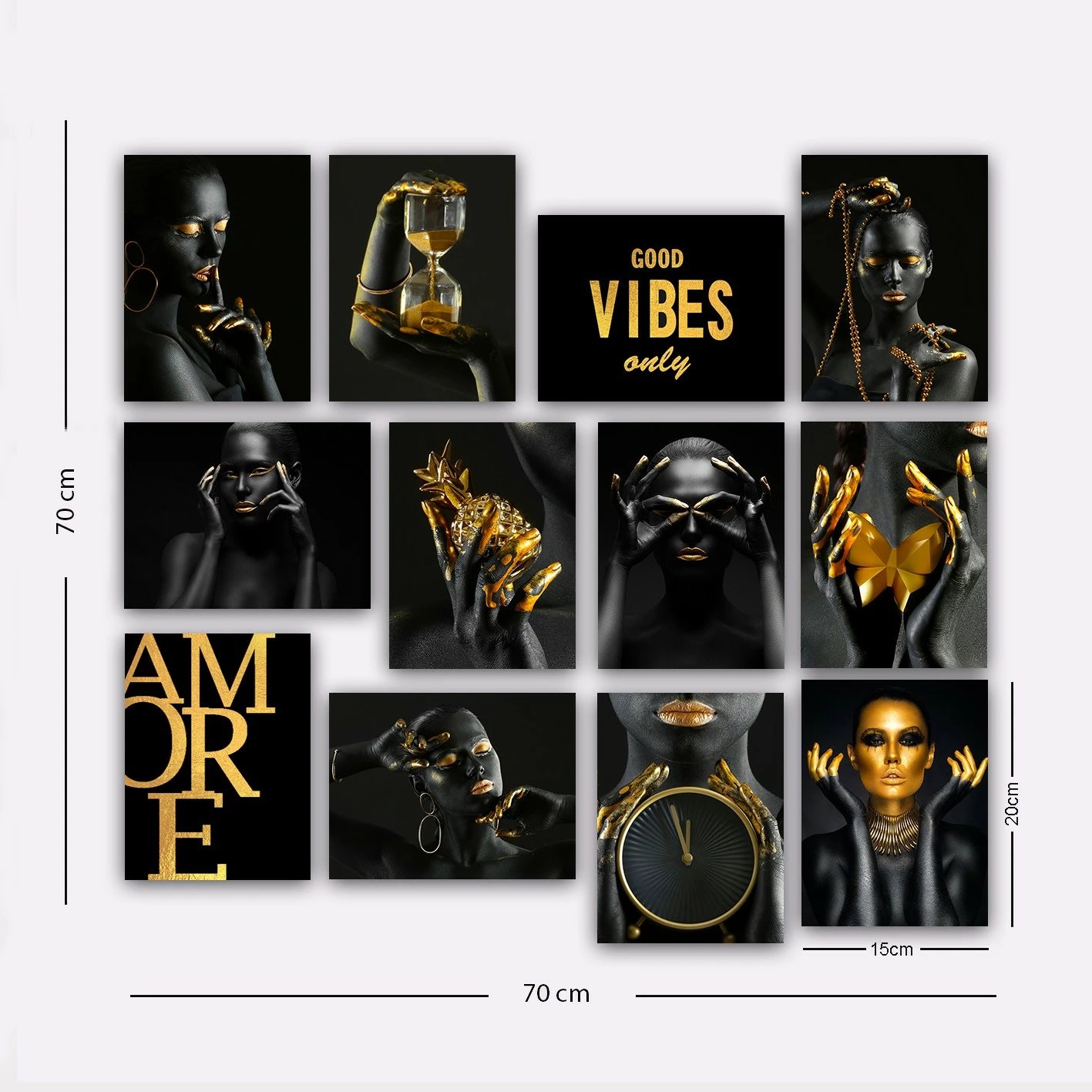 Piktura dekorative MDF (12 copë), shumëngjyrëshe, 12MDF17YS