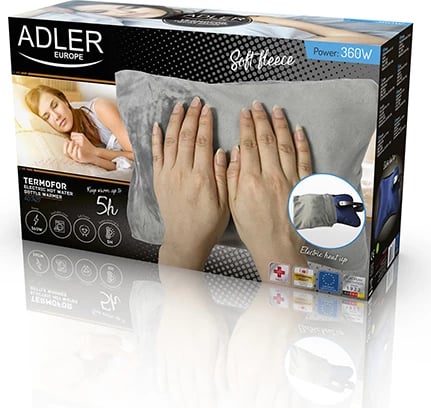 Shishe uji e ngrohtë elektrike, Adler AD 7427, 360W, 30x22x6.5 cm, ngrohje 15 min, mban ngrohtë deri 5h, gri Shishe uji e ngrohtë elektrike, Adler AD 7427, 360W, 30x22x6.5 cm, ngrohje 15 min, mban ngrohtë deri 5h, gri