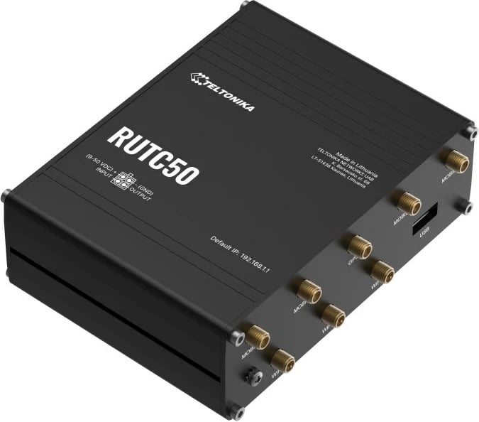 Kasë ruter Teltonika RUTC50, 5G, Wi-Fi 6, Gigabit Ethernet, e zezë