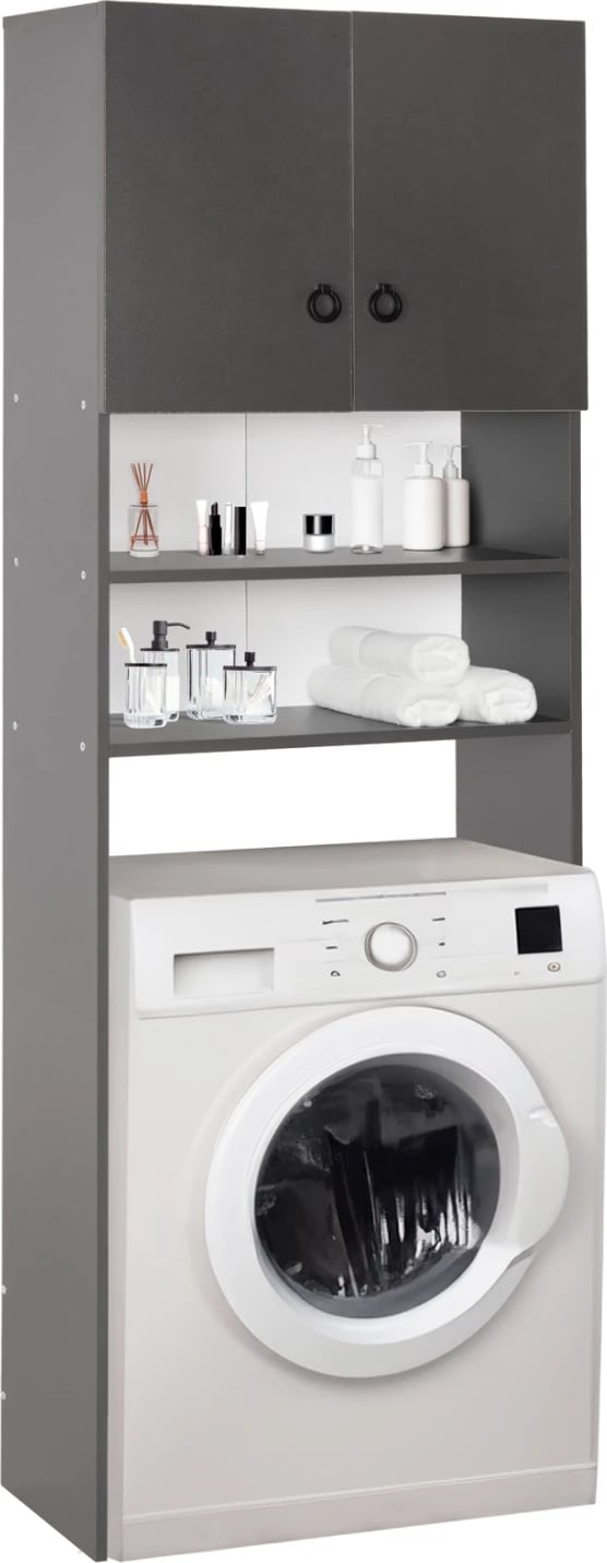 Mobilje për lavatriçe TERRY FH9122.13 me kabinet dhe rafte melamine gri 64x29x181H cm