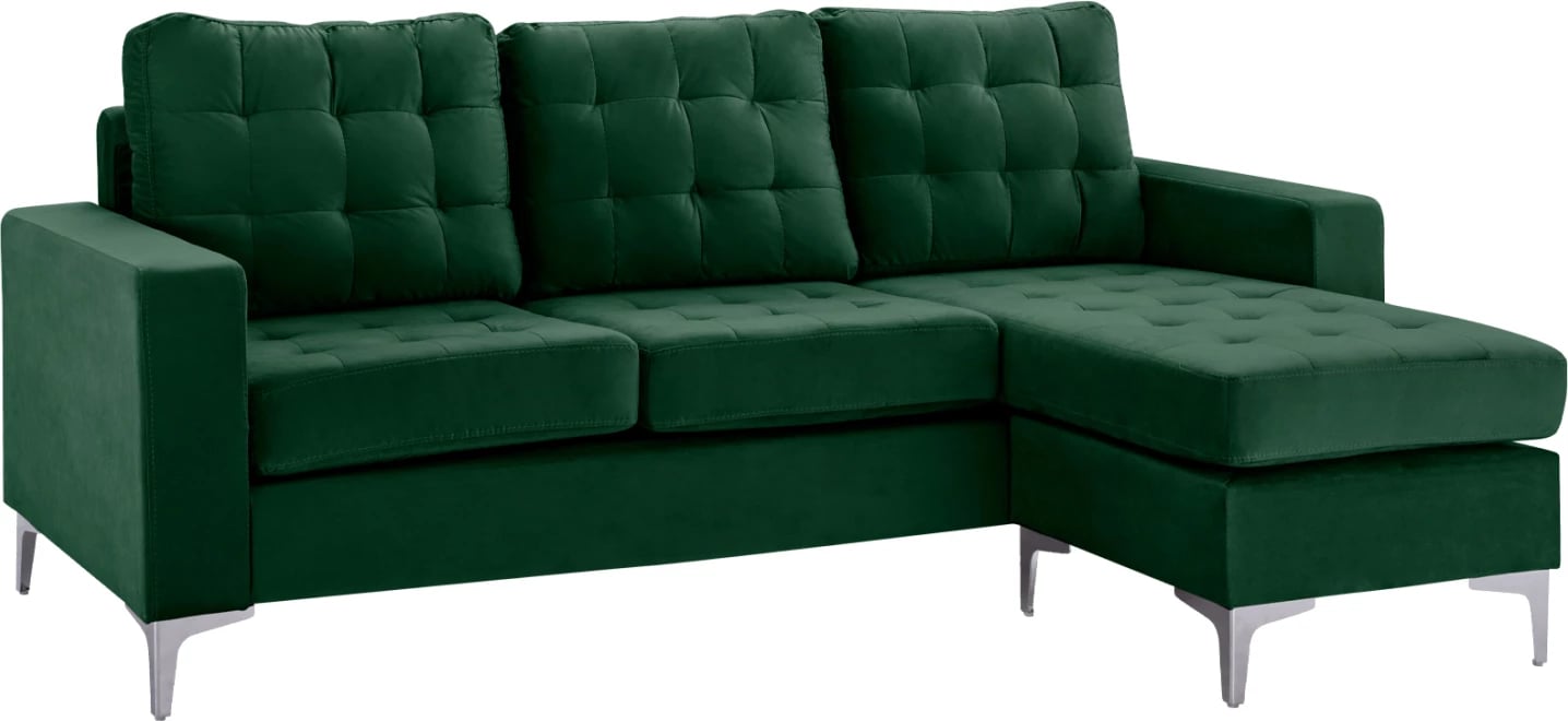 Divan qoshe i kthyeshëm, Santino FH3152.13, kadife jeshile, 190x75-128x82 cm