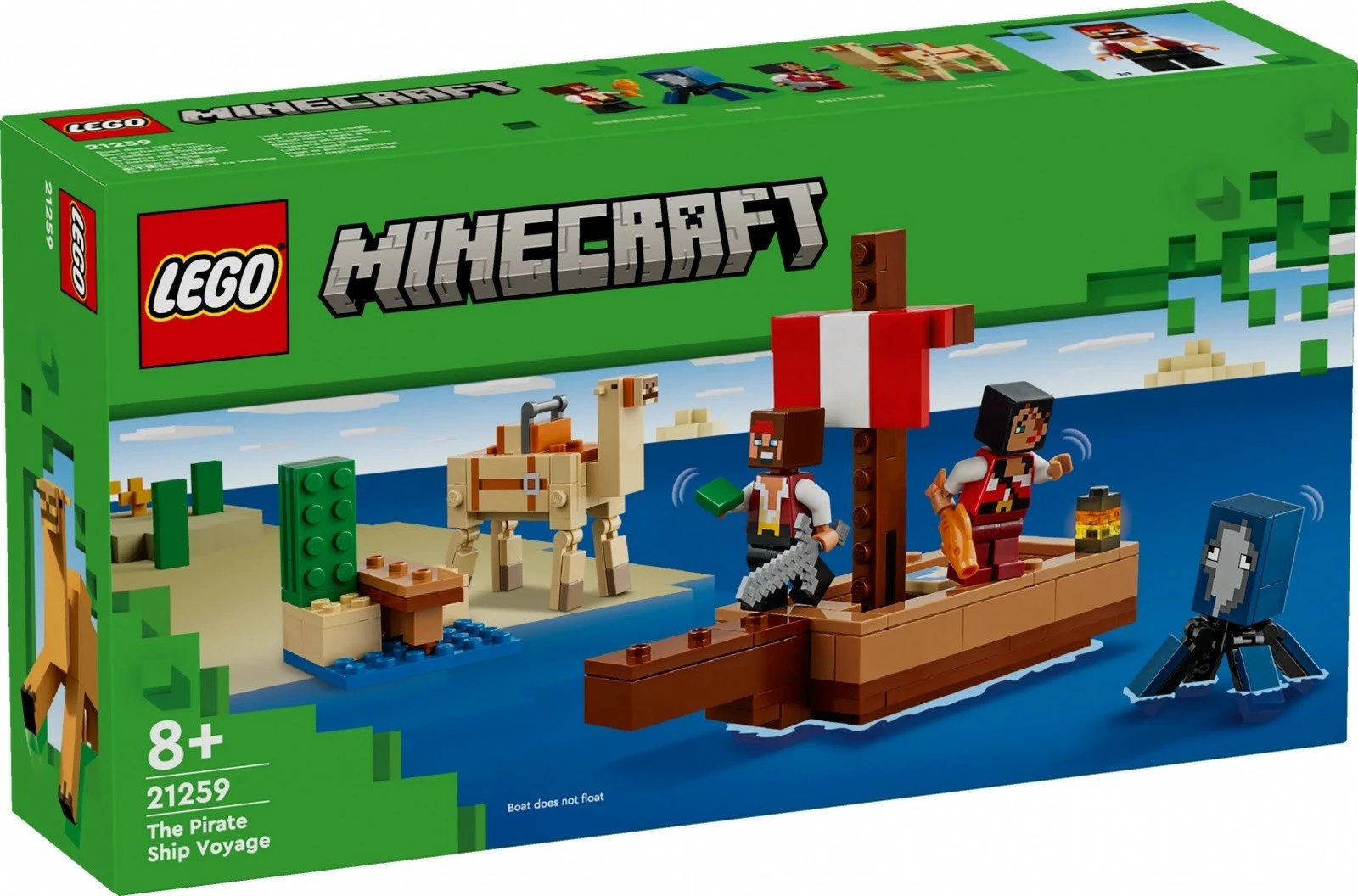 Set LEGO Minecraft Pirate Ship Voyage 21259, 166 pjesë, plastikë
