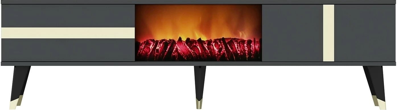 Komodë TV Hanah Home, me oxhak elektrik, anthracite, ari