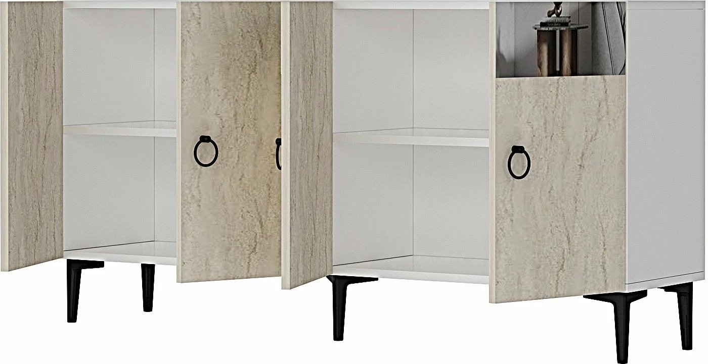 Konsol Skye Decor, Gama 150, e bardhë, travertin, argjend