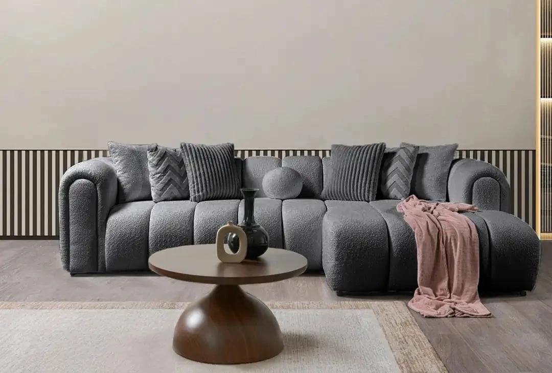 Këndare Atelier del Sofa, N-Line, e djathtë, ngjyrë gri e errët