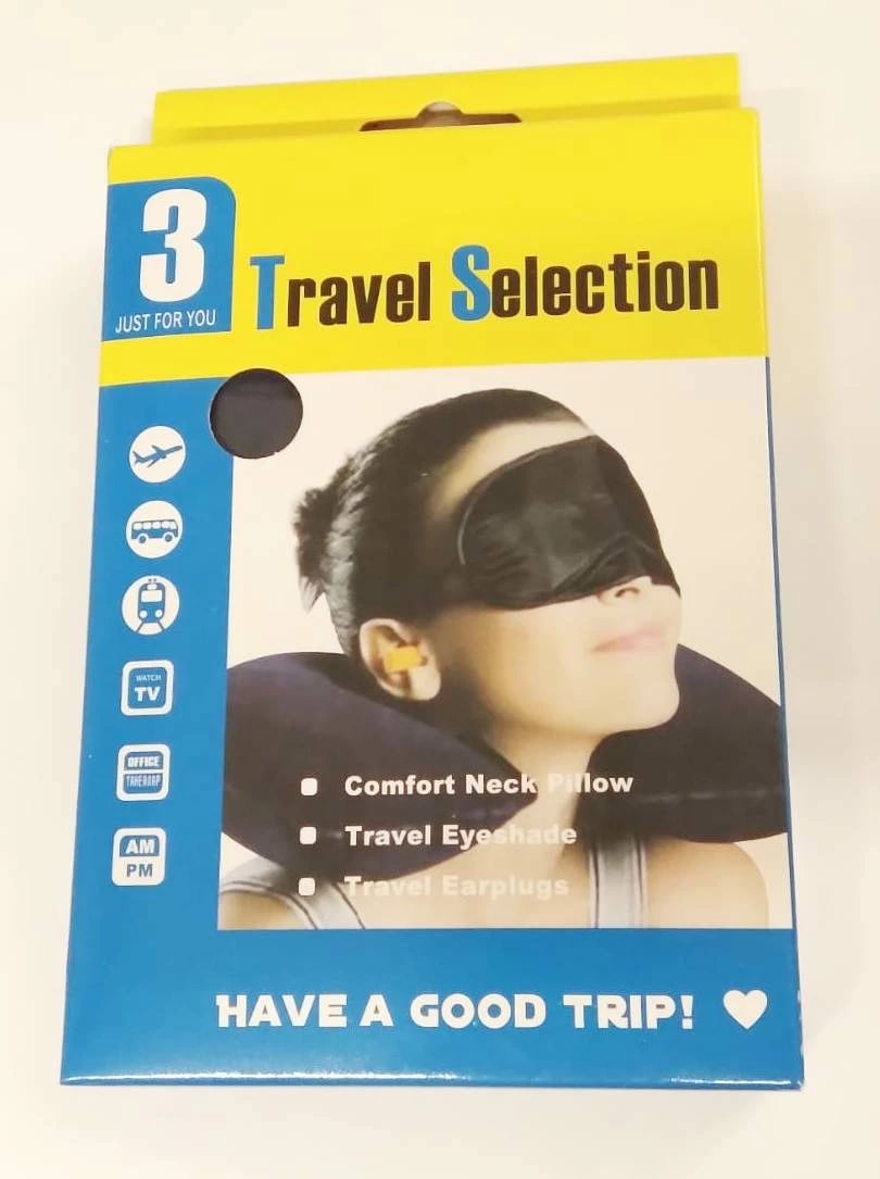 Set udhëtimi Travel Selection UTSJM2, jastëk qafe + mbrojtëse e syve + mbyllëse të veshëve