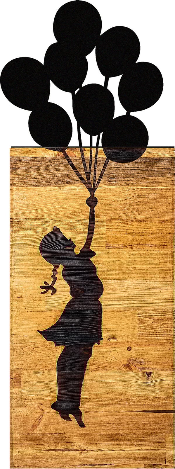 Aksesor dekorativ për mur, dru, Wallity, fëmijë me balona