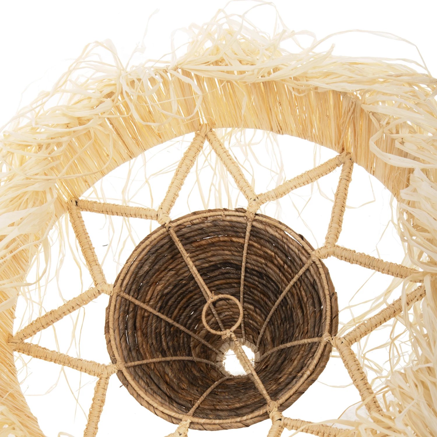 Llambë varëse tavani me thekë, fibra palme të thata, FH7854, Φ51x37H cm Llambë varëse tavani me thekë, fibra palme të thata, FH7854, Φ51x37H cm