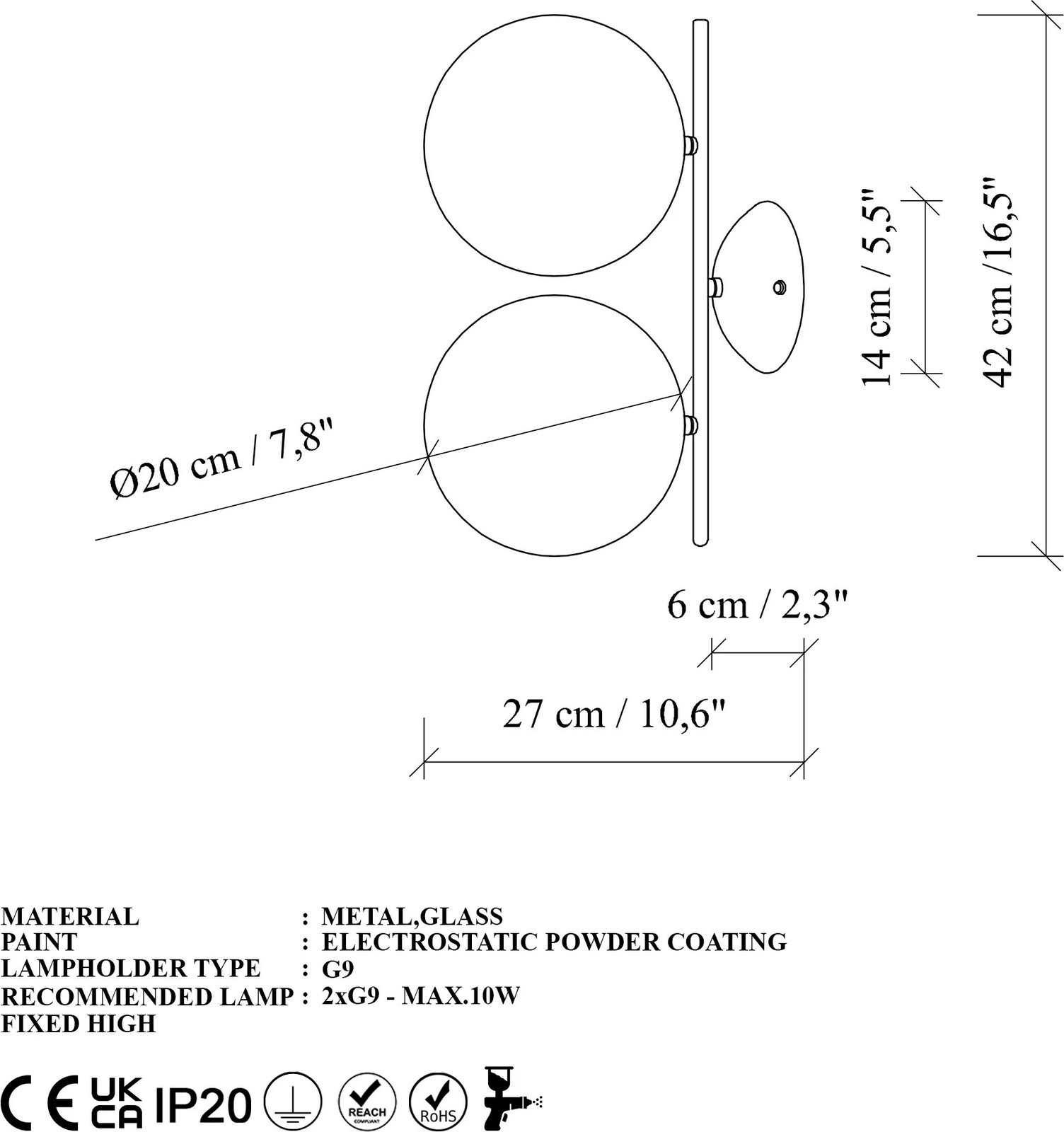 Llambë muri Opviq, Luminar - 14151, ngjyrë ari