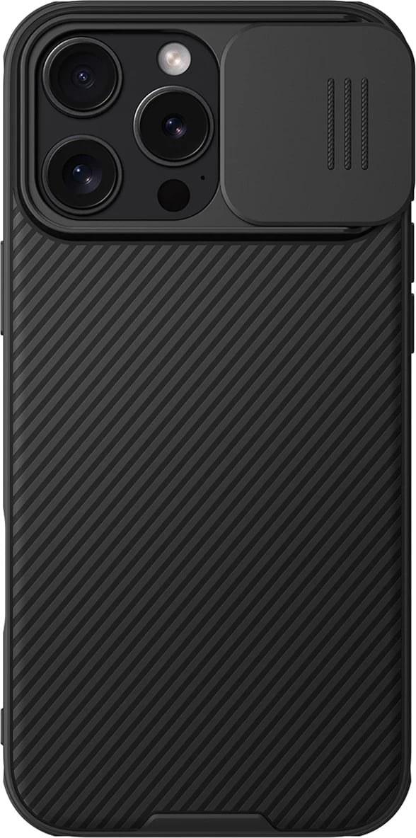 Mbështjellës Nillkin CamShield Pro për iPhone 16 Pro Max, me mbulesë kamere, i zi