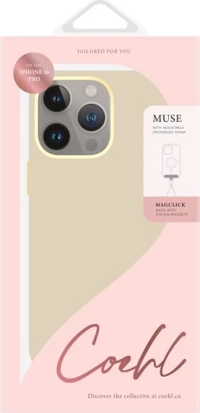 Mbështjellës UNIQ Coehl Muse me karikim magnetik për iPhone 16 Pro, Bezhe