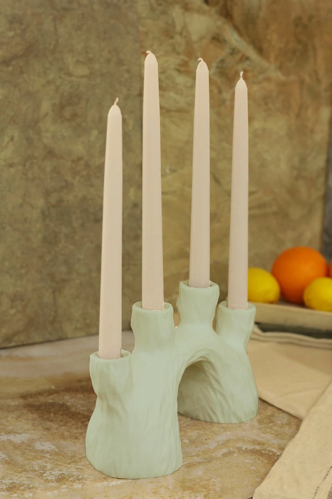 Set qirinjësh dekorativ prej betoni, 5 copë, ngjyrë kaki, Evila Originals