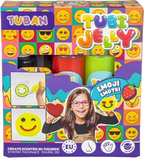 Set kreativ TUBAN Tubi Jelly Emoji, 3D, 3 ngjyra, 3 x 150 ml, për fëmijë