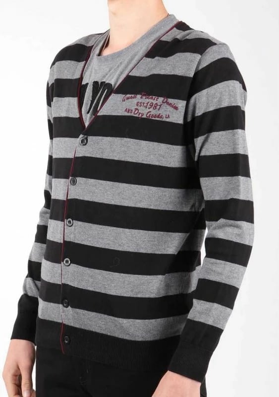 Xhemper për meshkuj Guess, me vija të zeza e gri