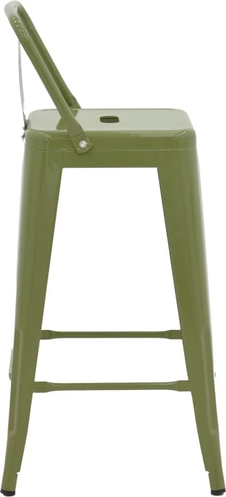 Karrige për bar me shpinore Utopia, metal, ngjyrë ulliri e errët, 42x42x86cm