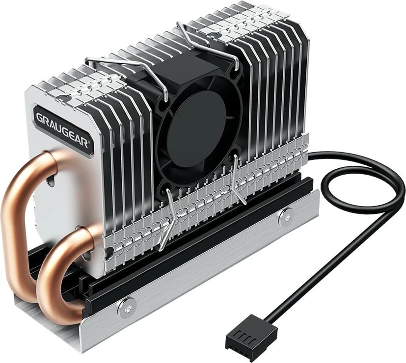 Ftohës SSD GrauGear M.2 2280 me ventilator PWM, zi/argjendtë
