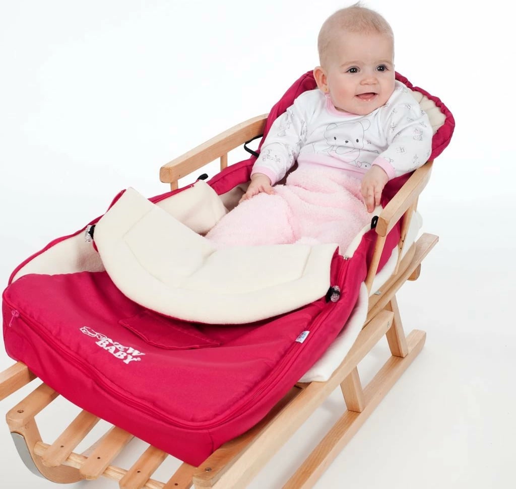 qese dimërore për karrocë dhe ulëse auto, New Baby, Luxury Fleece, 40x90 cm, material fleece poliester, vrima për rrip 5-pikësh, e kuqe