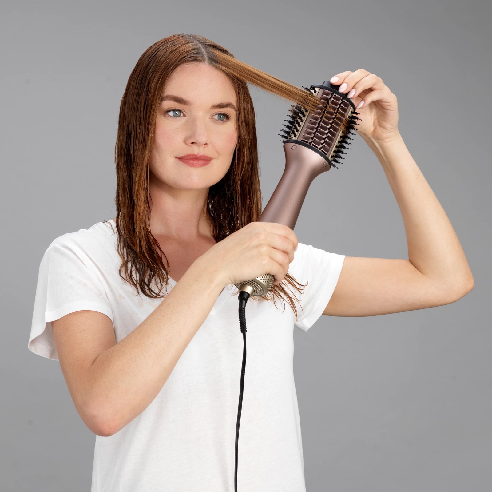 Furçë flokësh me ajër, BaByliss AS95E, 1000W, modalitetet wet/dry, jonizuese anti-frizz, keramike, rozë e artë