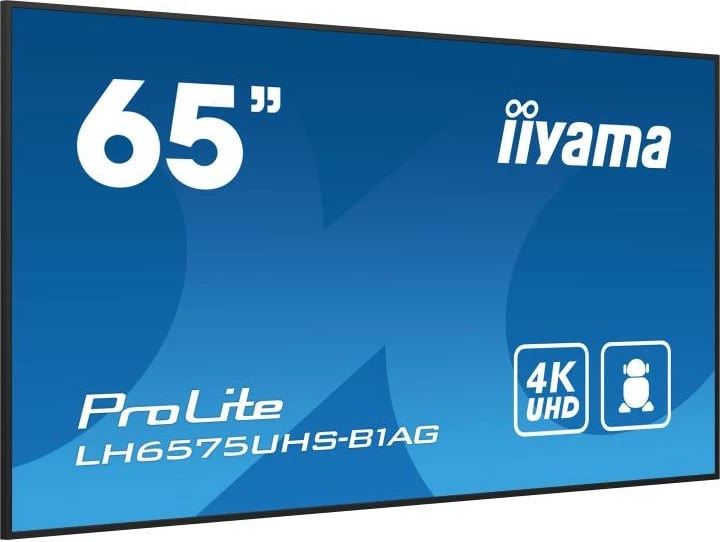 Ekran signage digjital, iiyama, LH6575UHS-B1AG ProLite, 65", 4K UHD, 500 cd/m², Android 11, i zi