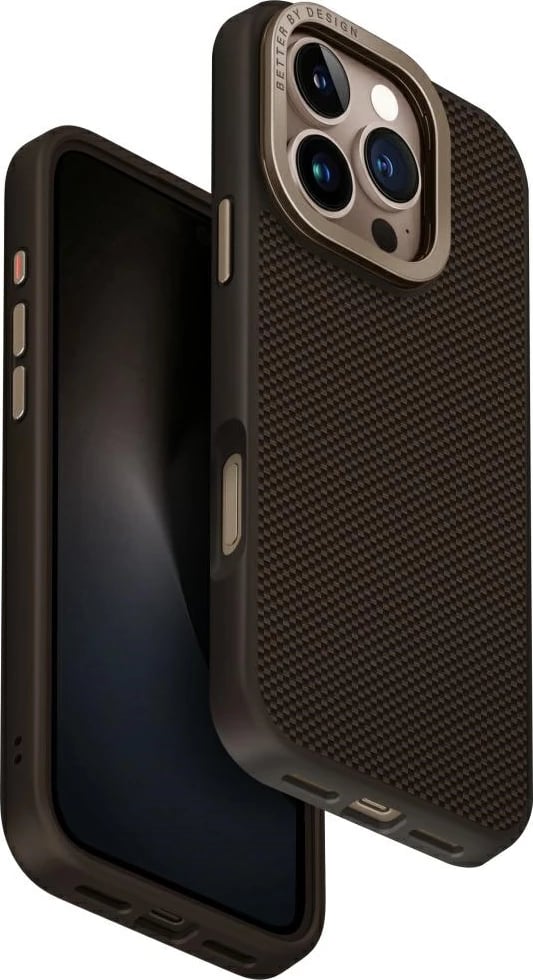 Mbështjellës UNIQ Keva Max Magclick me mbajtëse kamere për iPhone 16 Pro, Kafe