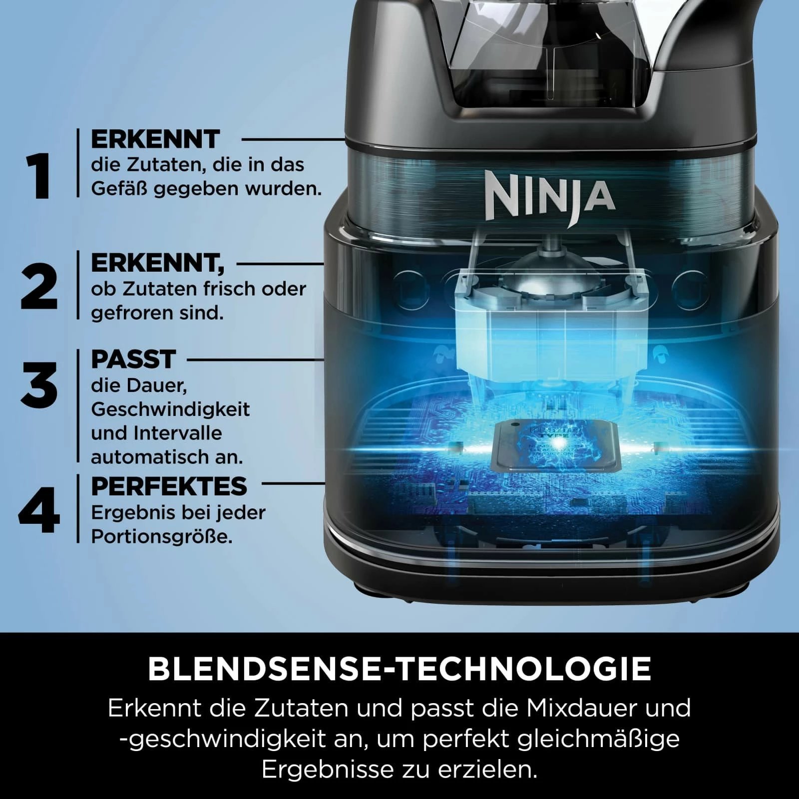 Blender tavoline Ninja Detect Power Mixer Pro, 2.1 L, 1200 W, e zezë, argjendtë