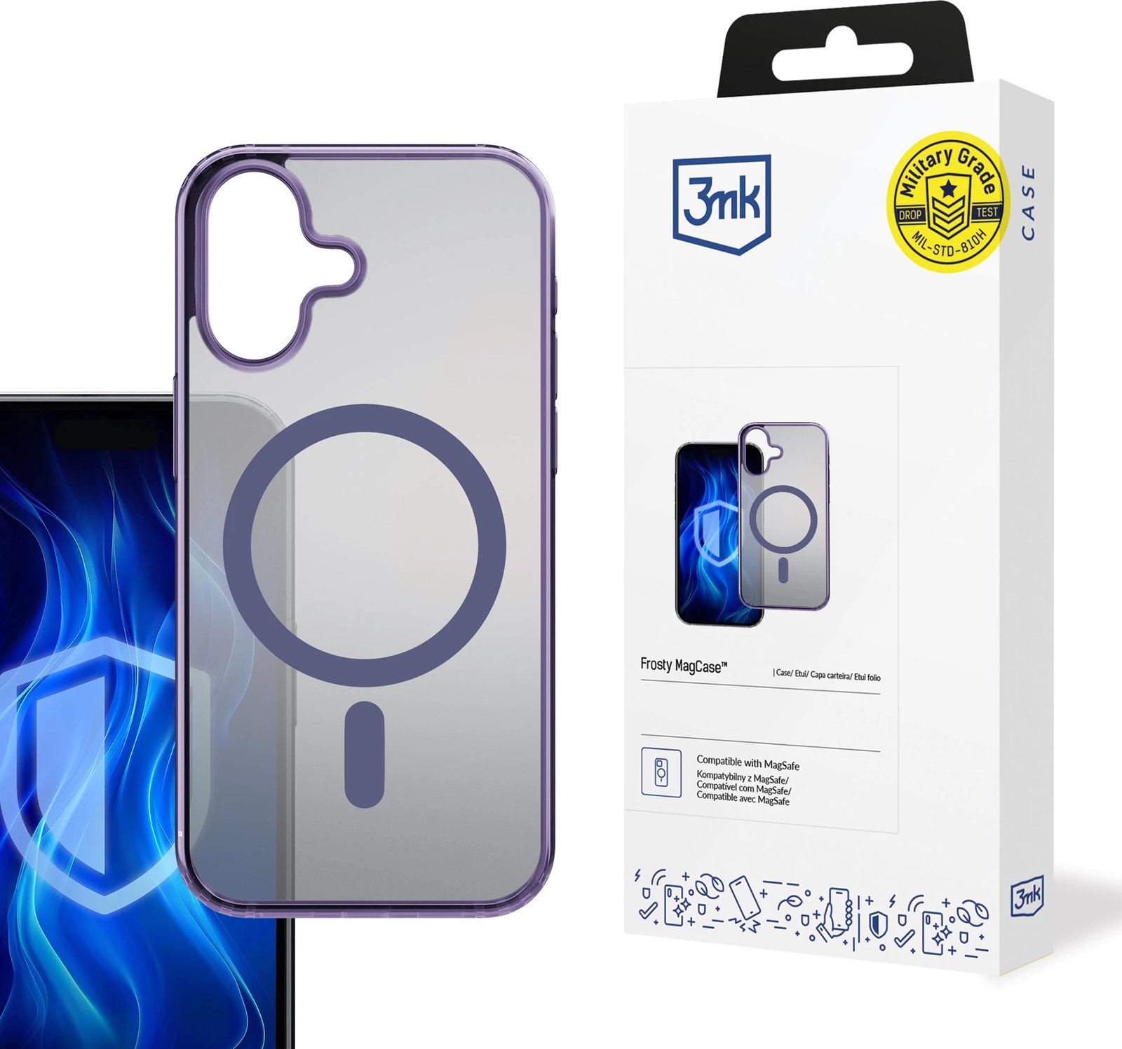 Mbështjellës 3mk Frosty MagCase për iPhone 16 Plus, MagSafe, Violet
