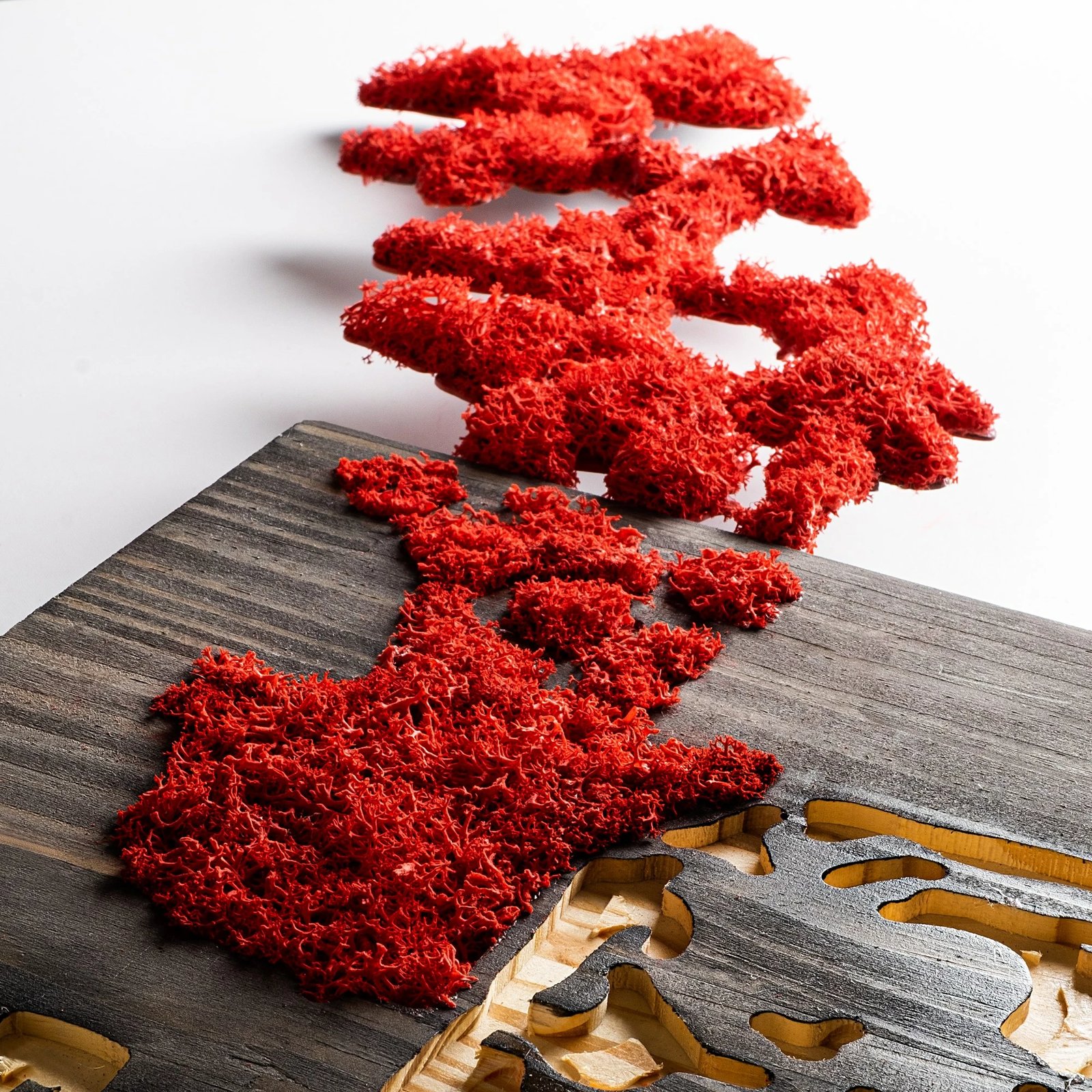 Aksesor dekorativ muri prej druri, Wallity Banksy, ngjyrë arre, kafe, e kuqe, 62x70cm