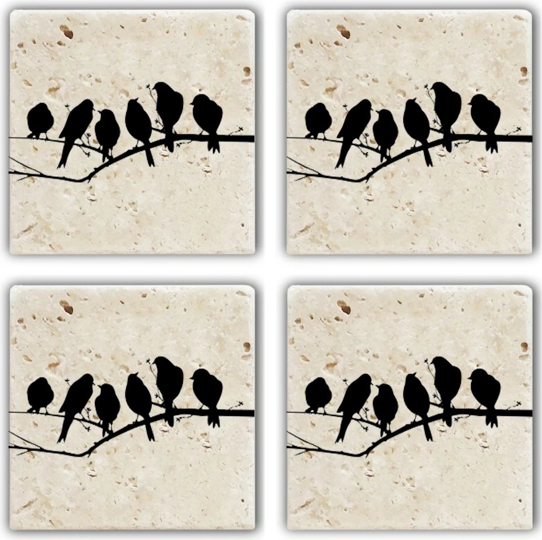 Set nën gotash prej guri natyral, shumëngjyrëshe, Hermia, 4 copë, TBA103701947