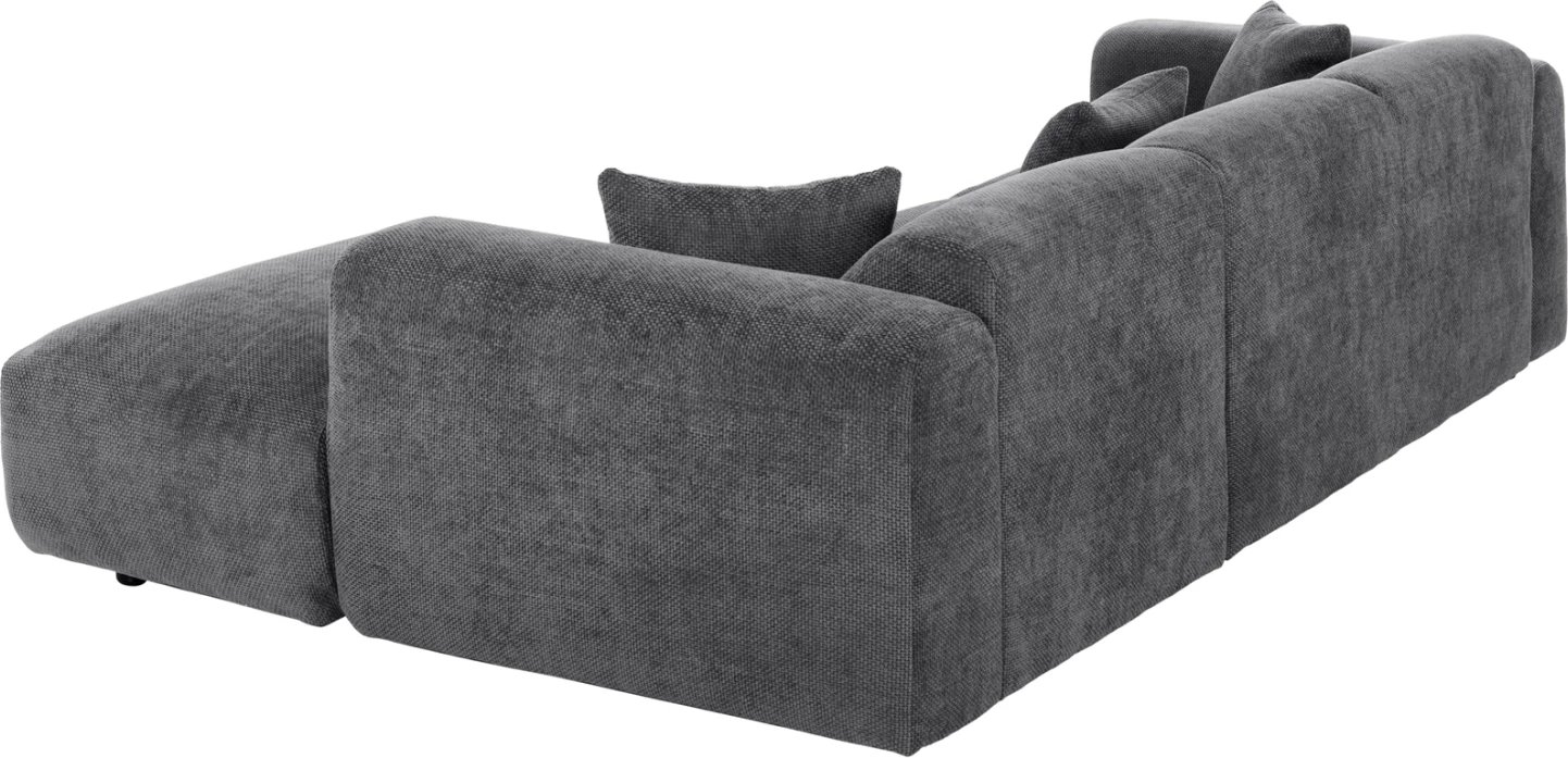 Divan qoshe BRICKEN FH3275.04R, pëlhurë antracit, 110-282x98-160x72H cm